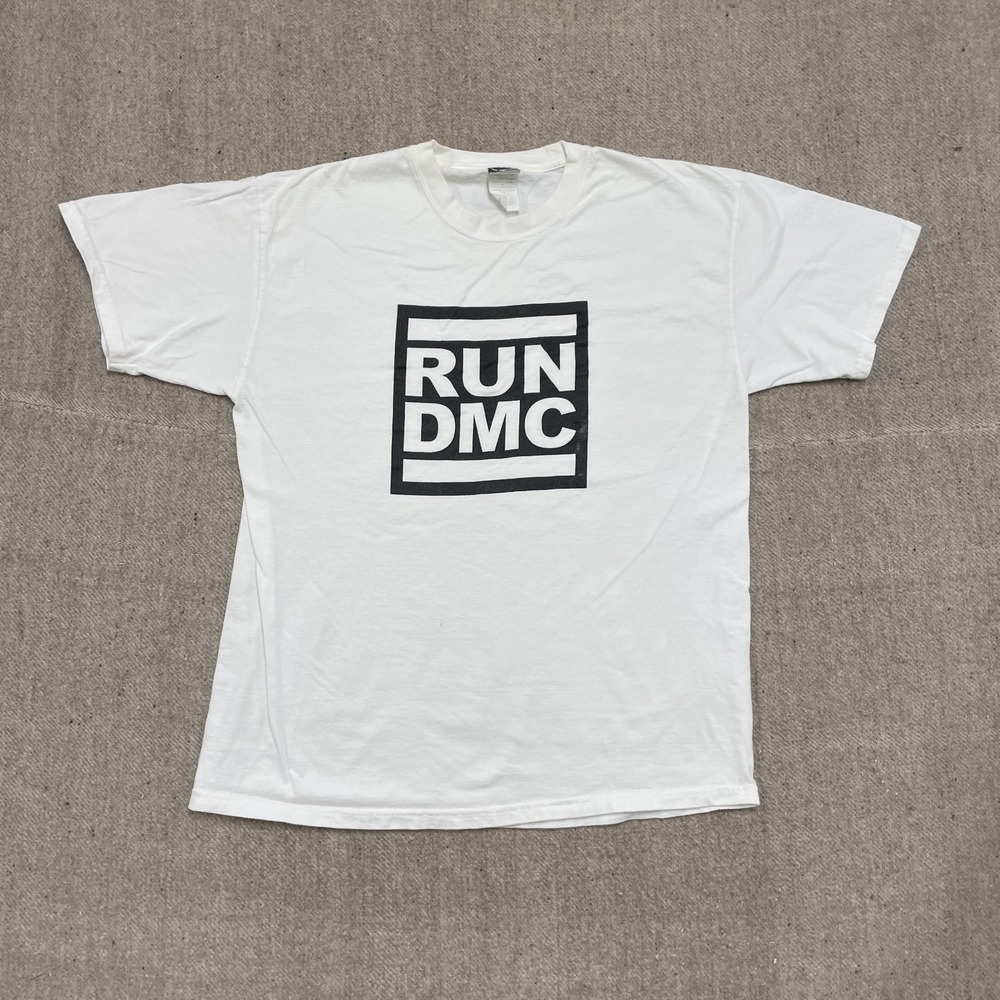 vintage RUN DMC shirt mens large‎ white 1990s rap band